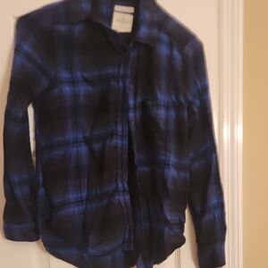 American Eagle Outfitters Blue and Black Plaid Blouse